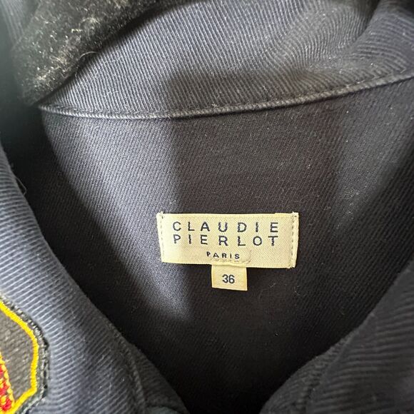 Claudie Pierlot Blue Denim Tassled Long Sleeve Front-Zip Cuffed Hem Jumpsuit 36 - Picture 7 of 12